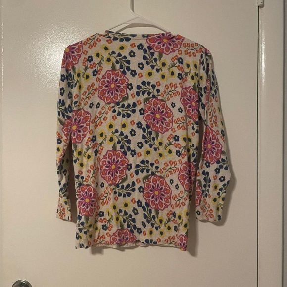 Merona Womens Long Sleeve Floral Print Button Up Cardigan Sweater Size S Pink - Picture 2 of 3